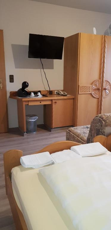 TV a/nebo společenská místnost v ubytování Hotel Restaurant Paelzer-Buwe