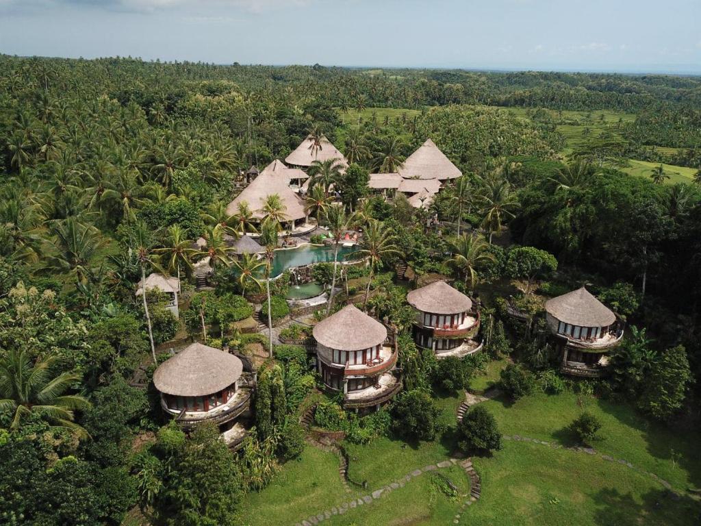 an aerial view of a resort in the jungle at Taman Wana Resort Palasari in Negara