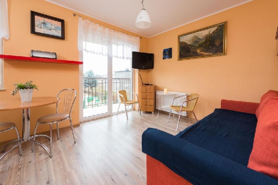 Televízia a/alebo spoločenská miestnosť v ubytovaní Apartamenty Jasna