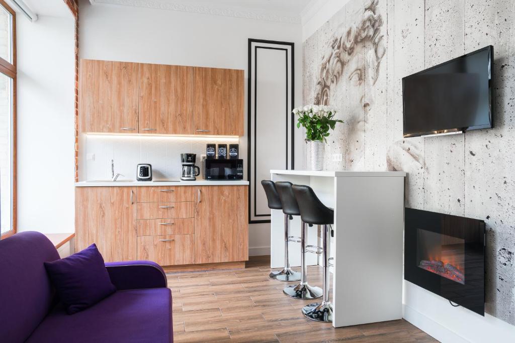 Kuchyň nebo kuchyňský kout v ubytování Theatre Boutique Apartments