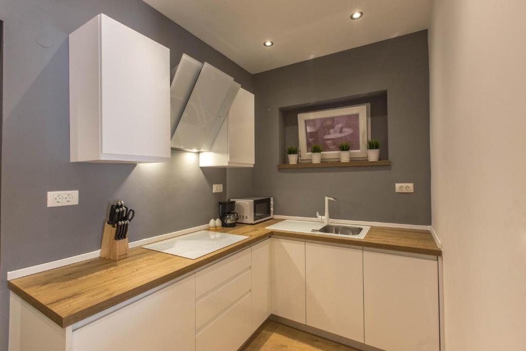 Kuchnia lub aneks kuchenny w obiekcie Exclusive city center apartment with garden