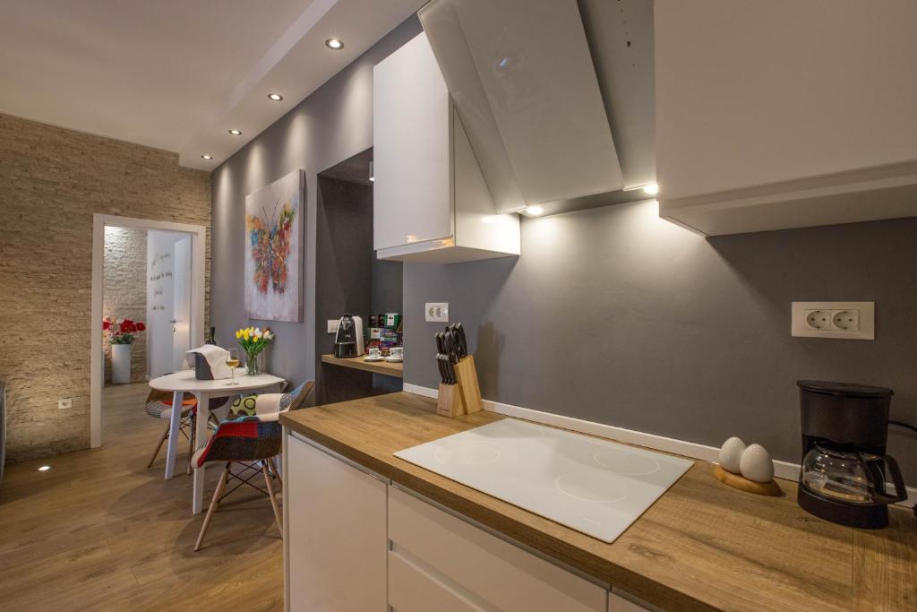 Kuchnia lub aneks kuchenny w obiekcie Exclusive city center apartment with garden
