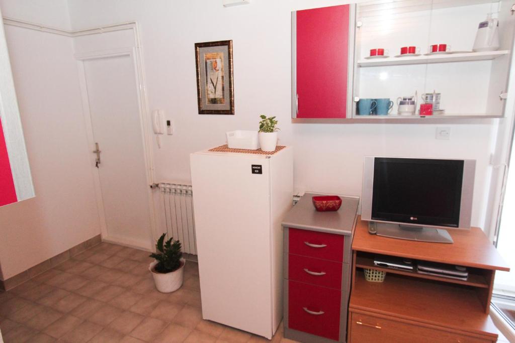 Kuchyň nebo kuchyňský kout v ubytování Apartment Vatrogasac