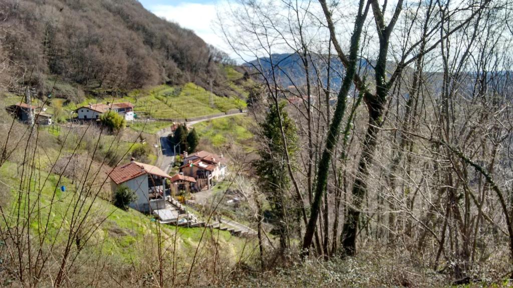 a small village on a hill with houses and trees at La chase a Beorcje in Pinzano al Tagliamento