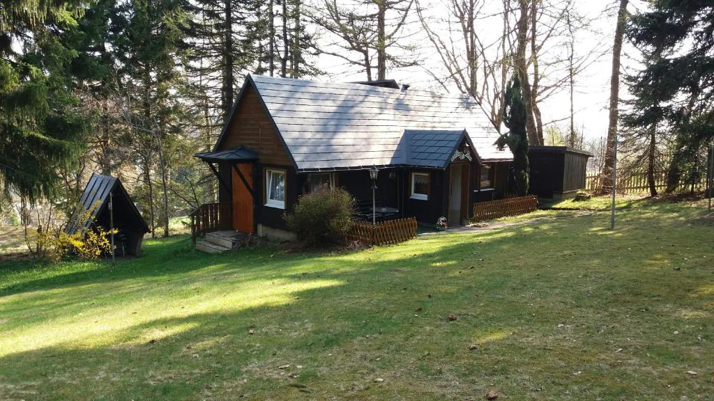 a small cabin in the middle of a yard at Kleinhohenfichten in Kurort Altenberg