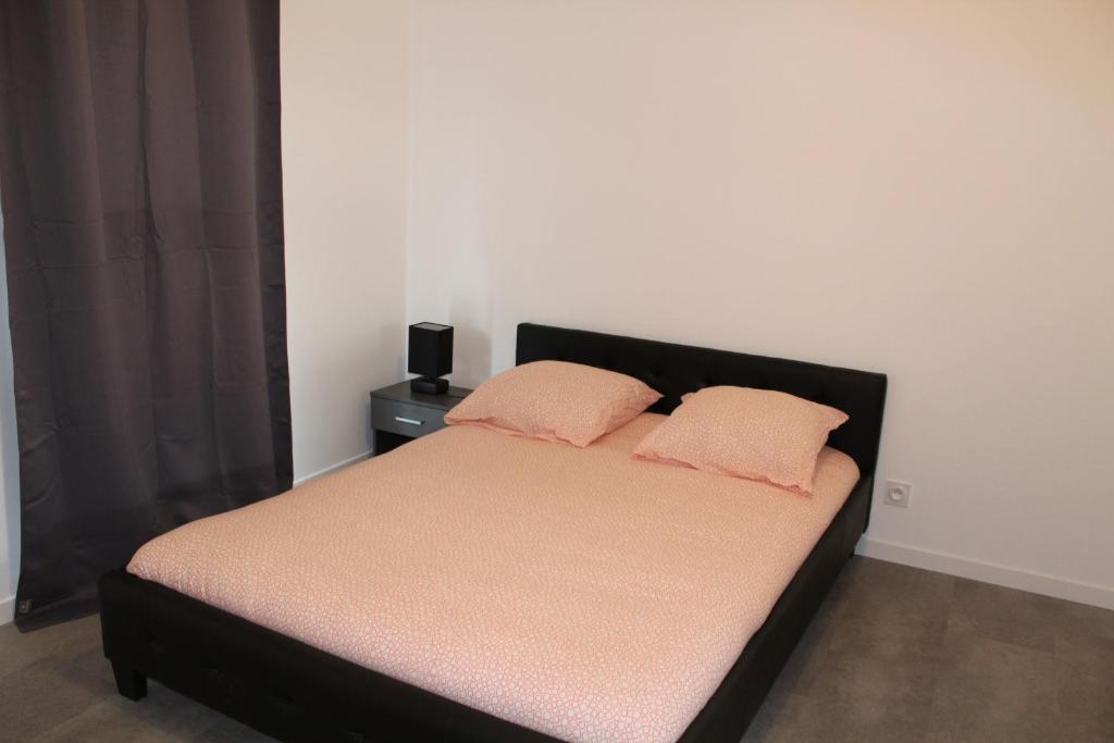 タランスにあるEtablissements Coulon - Talence (Chemin d'Ars)のピンクの枕2つが付いたベッド1台