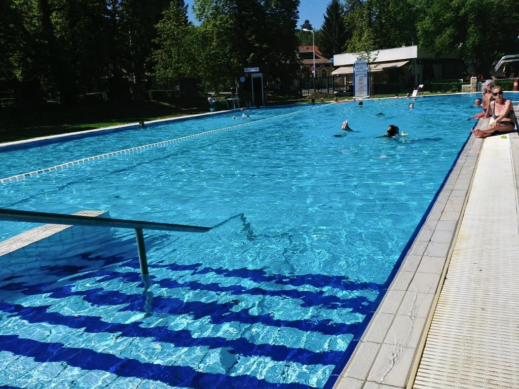 Bazén v ubytování Vízparti Apartmanház nebo v jeho okolí