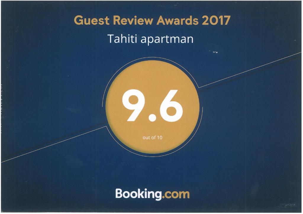 Certyfikat, podpis lub inny dokument wystawiony w obiekcie Tahiti apartman