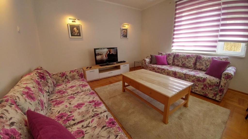 TV a/nebo společenská místnost v ubytování Apartment Harmonija