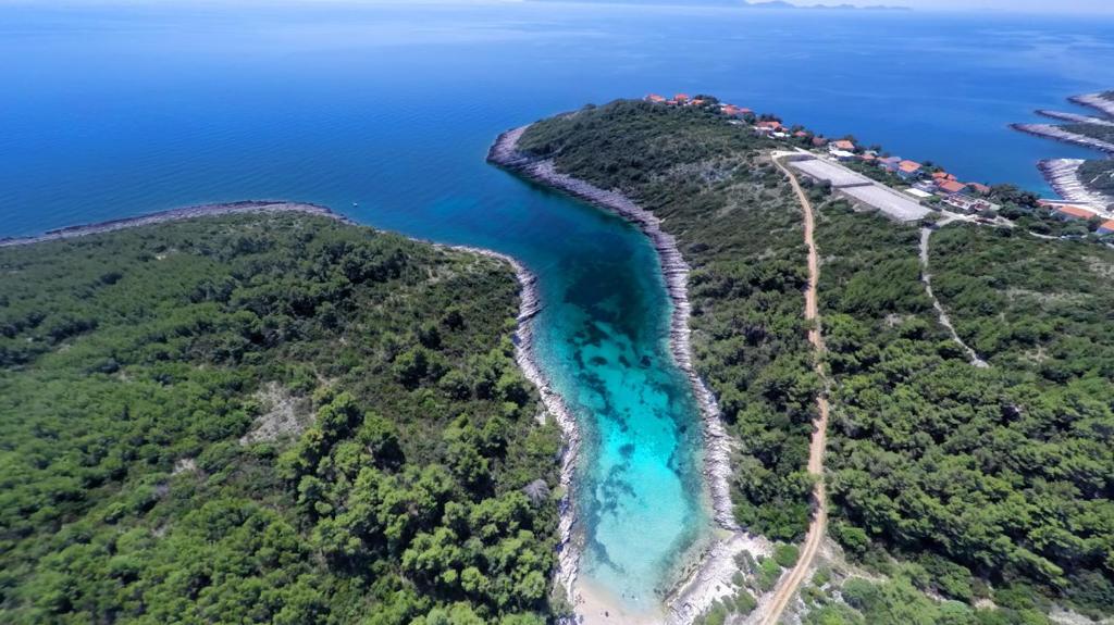 uma vista aérea da costa de uma praia em Apartment Adam em Zavalatica