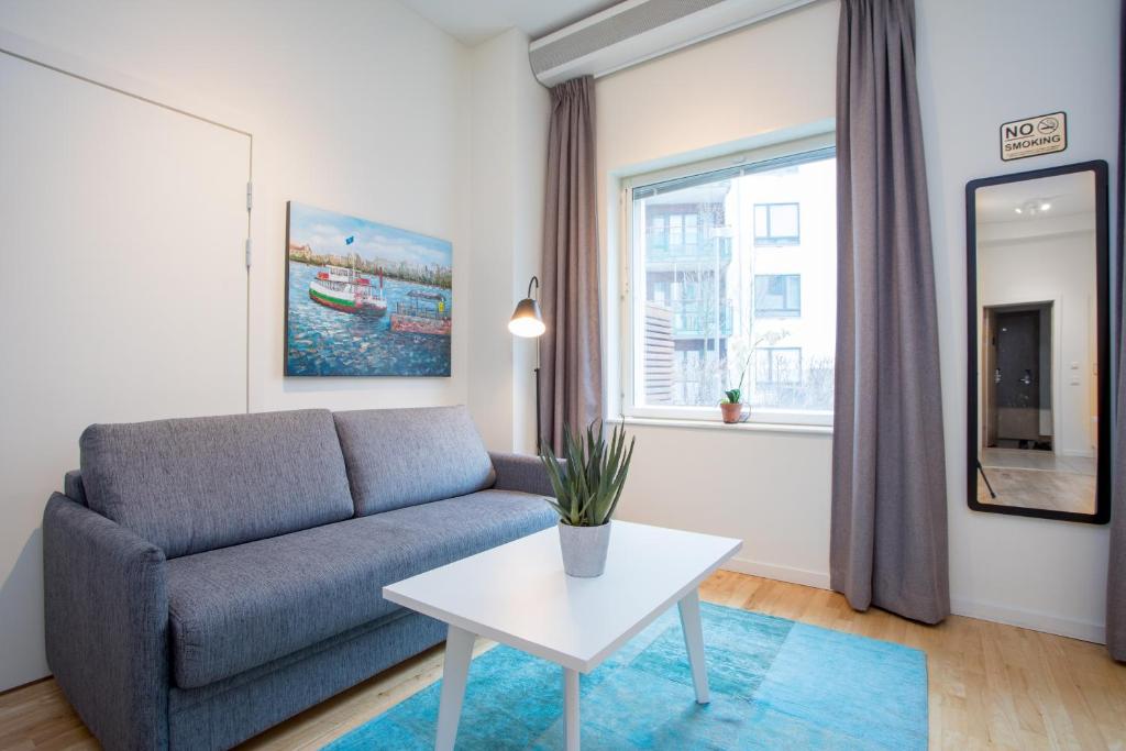 Posezení v ubytování ApartDirect Hammarby Sjöstad