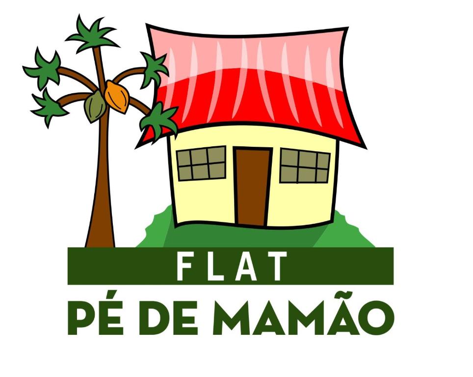 a cartoon house with a palm tree and the words flat de maao at Flat Pé de Mamão in Campinas