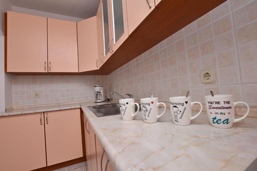 Kuchyň nebo kuchyňský kout v ubytování Apartment Angelina