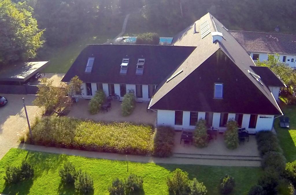 an aerial view of a house with a roof at Haus Dohrmann in Binz