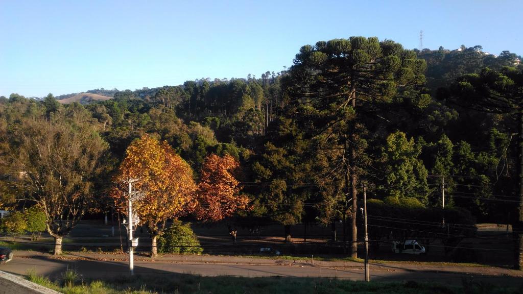 vistas a una montaña con árboles y una carretera en Pousada Rosa, en Campos do Jordão