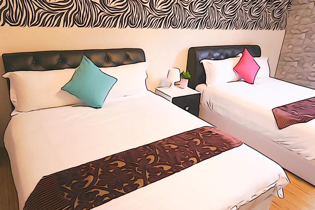 A bed or beds in a room at Donggang Hai-Wan Homestay