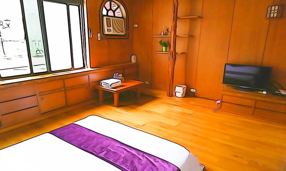 A television and/or entertainment centre at Donggang Hai-Wan Homestay