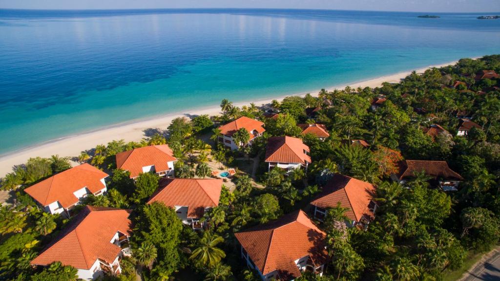 an aerial view of a resort near the beach at Couples Swept Away in Negril