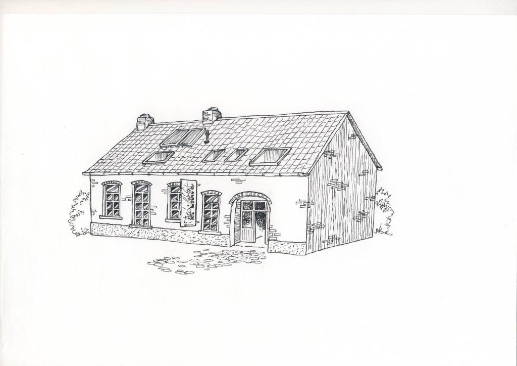 an ink drawing of a house at B&B Het Wouwe in Herentals