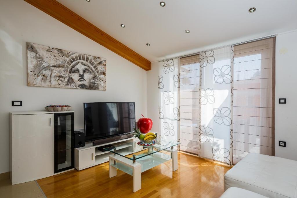 Televízia a/alebo spoločenská miestnosť v ubytovaní Apartments Selak
