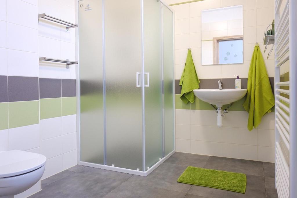 Koupelna v ubytování Apartment Zelená zahrada