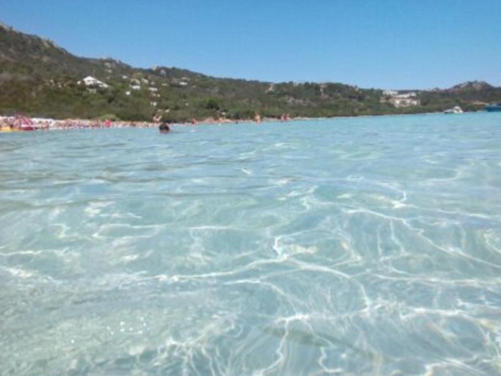 um grande corpo de água com pessoas em uma praia em Lucky Apartment em Golfo Aranci