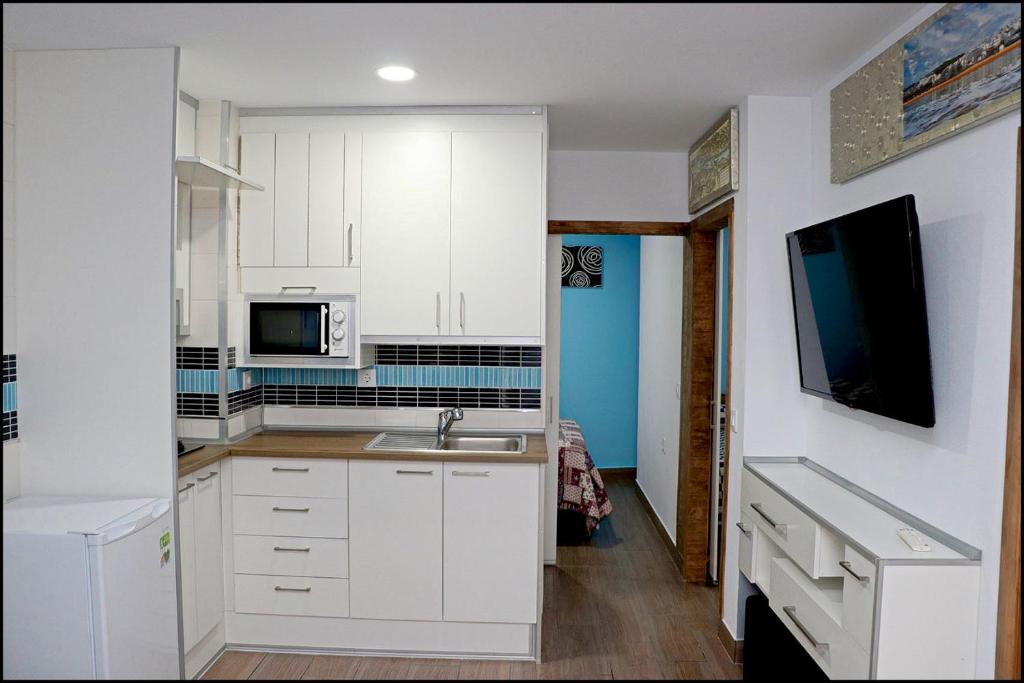 Kuchyň nebo kuchyňský kout v ubytování Apartamento Baluarte III