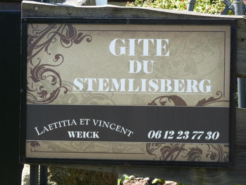 Breitenbach-Haut-RhinにあるGîte du Stemlisbergの賜物の看板