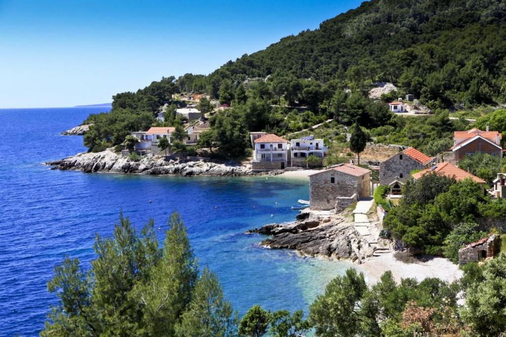 a village on the shore of a body of water at Robinson Ilijana in Gdinj