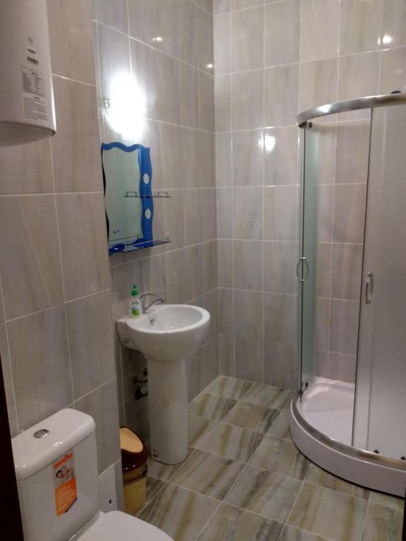 Koupelna v ubytování Apartments na Beregu