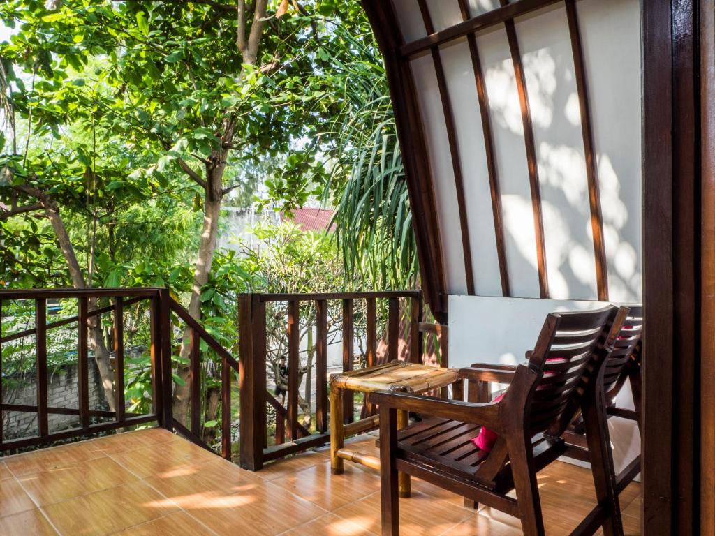Balkón nebo terasa v ubytování Gili Turtle Beach Resort