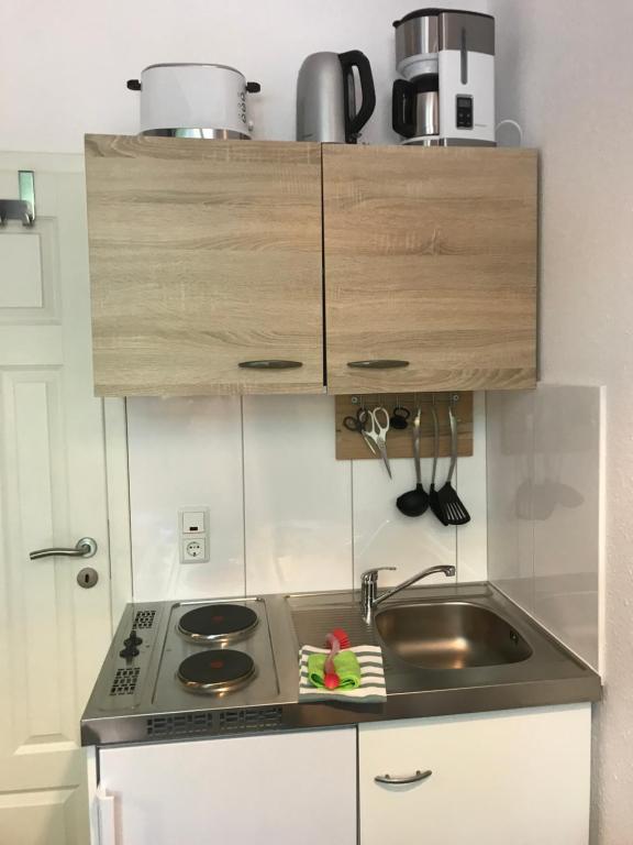 Kuchyň nebo kuchyňský kout v ubytování Apartment am Wall