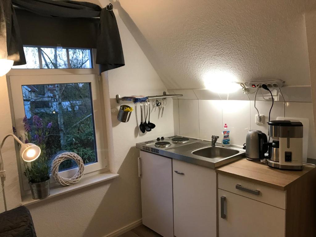 Kuchyň nebo kuchyňský kout v ubytování Apartment am Wall