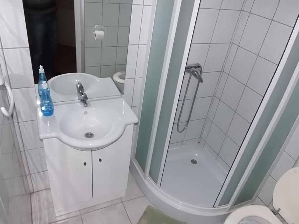 Koupelna v ubytování Rooms Vendi