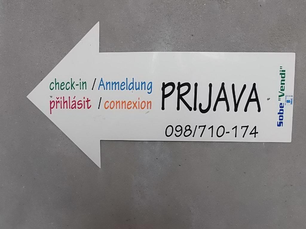Certifikát, hodnocení, plakát nebo jiný dokument vystavený v ubytování Rooms Vendi