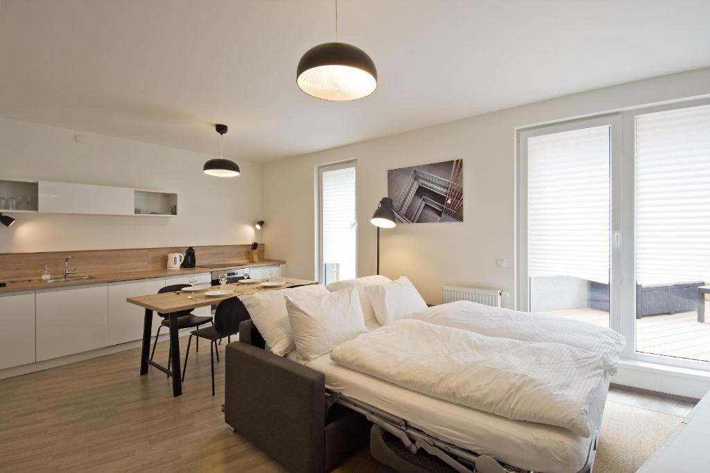 Kuchyň nebo kuchyňský kout v ubytování Lakepark Residence