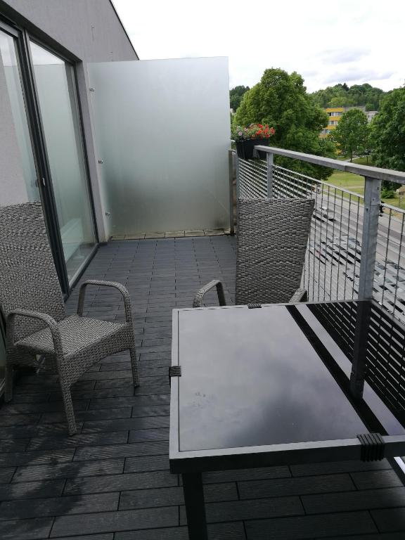 Balkón nebo terasa v ubytování Ąžuolo apartamentai