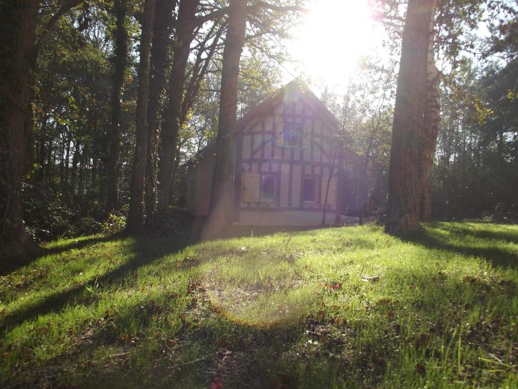 a house in the middle of a field with trees at La Basse Bédinière in Crouy-sur-Cosson