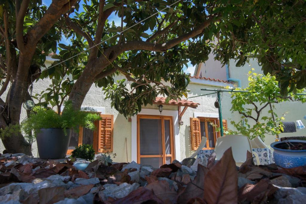 a house with trees and rocks in front of it at Roberto 1 in Veli Lošinj