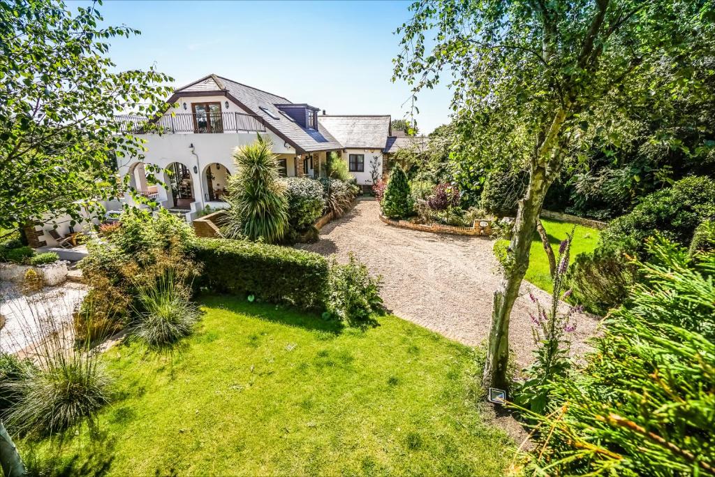an aerial view of a house with a garden at Sea View Holiday Flat - Covehurst Bay in Hastings