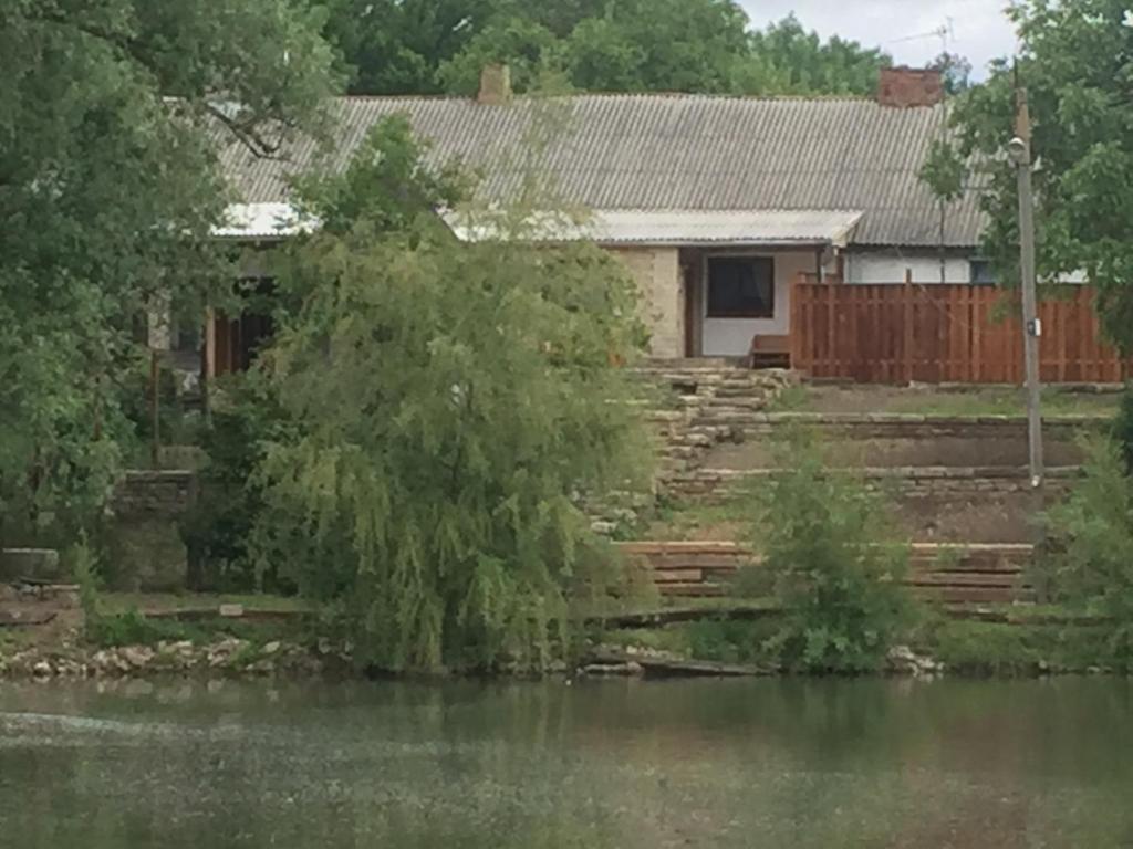 una casa con un albero di fronte a un fiume di Эко отель "Золотая подкова" a Sharhorod