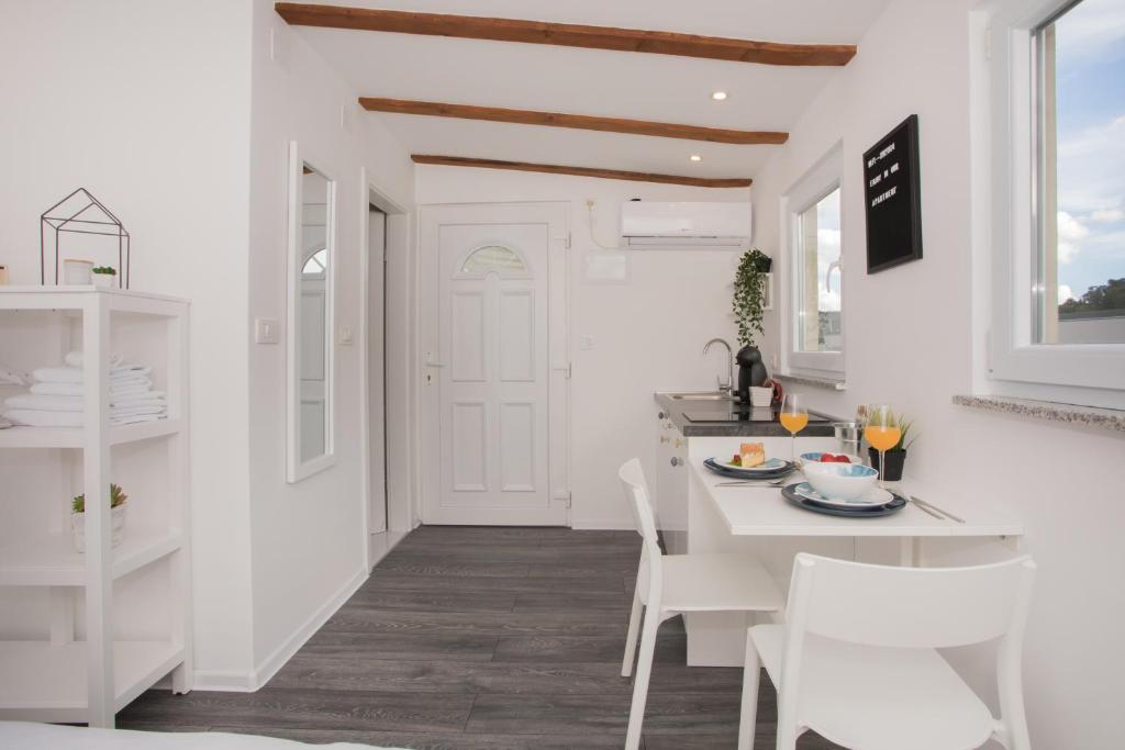 Televízia a/alebo spoločenská miestnosť v ubytovaní Studio Apartment Škatula