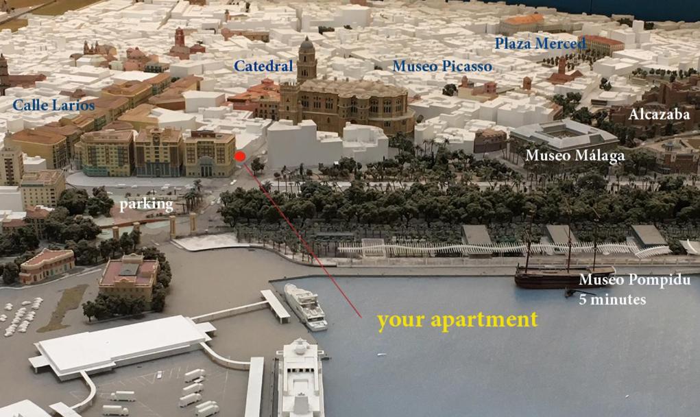 un modelo de ciudad con un río y un puerto en Sancha de Lara en Málaga