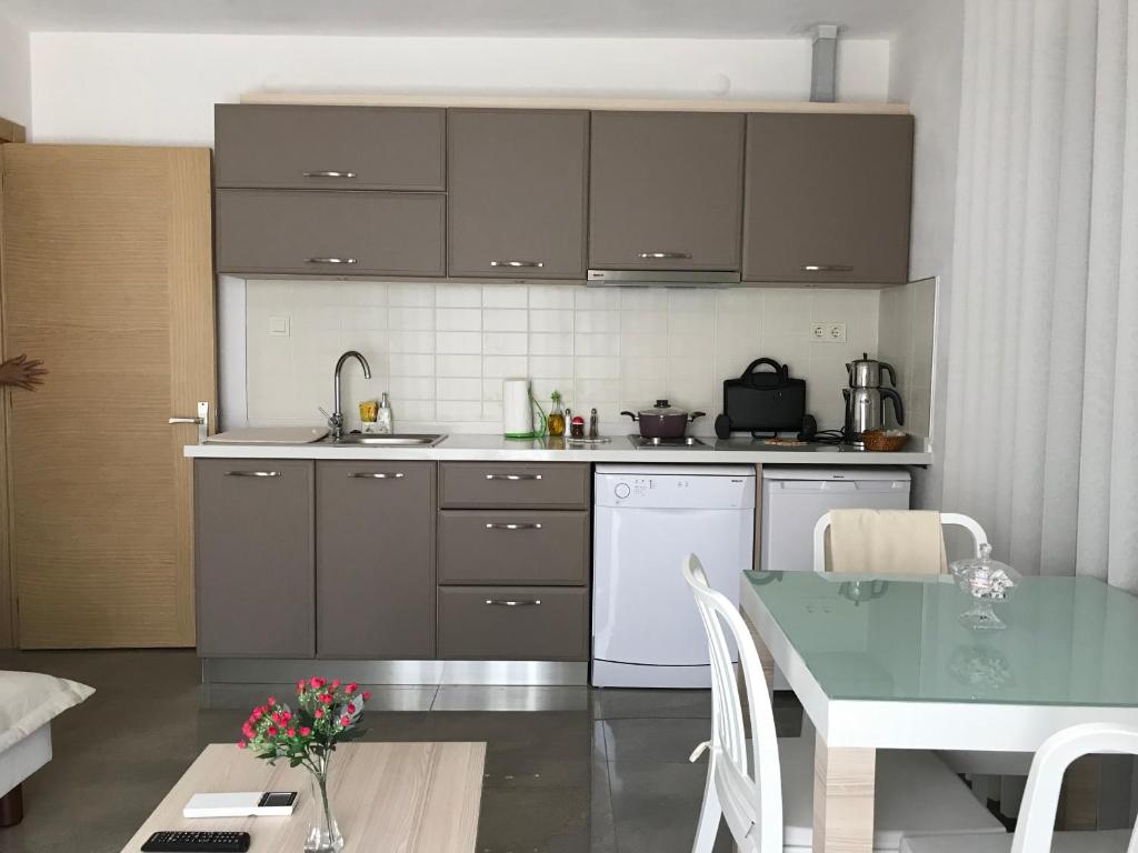 A kitchen or kitchenette at EVN Hotel
