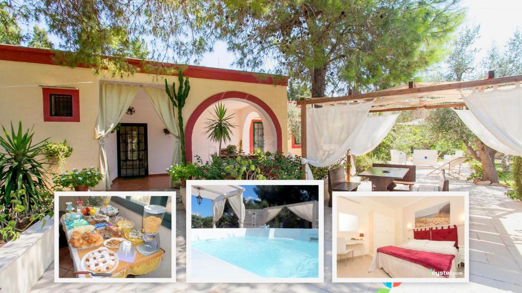 a collage of pictures of a house with a swimming pool at B&B Santa Venardia in Gallipoli