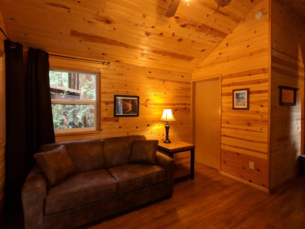 TV a/nebo společenská místnost v ubytování Emerald Forest Cabins