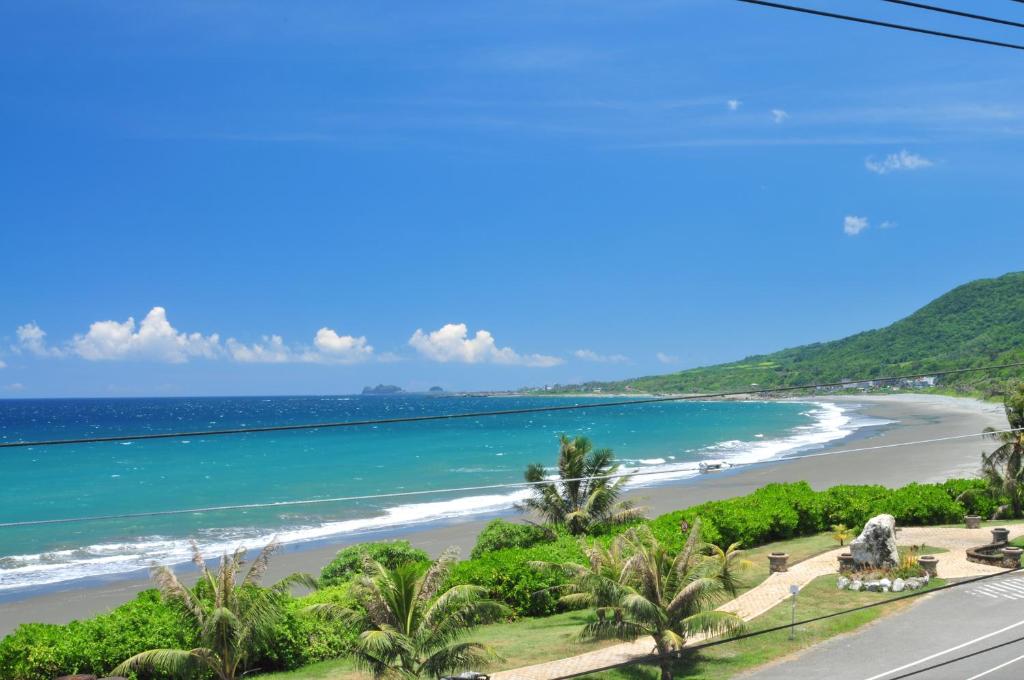 成功的住宿－宜人海灣山海景民宿，享有棕榈树海滩和大海的景色