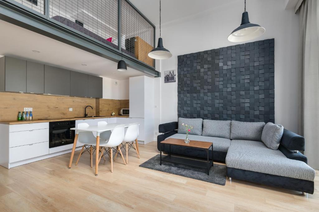 Kuchyň nebo kuchyňský kout v ubytování Easy Apartments Wrocław