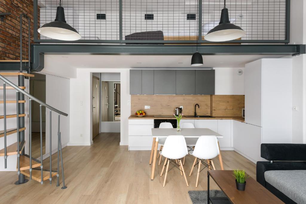 Kuchyň nebo kuchyňský kout v ubytování Easy Apartments Wrocław