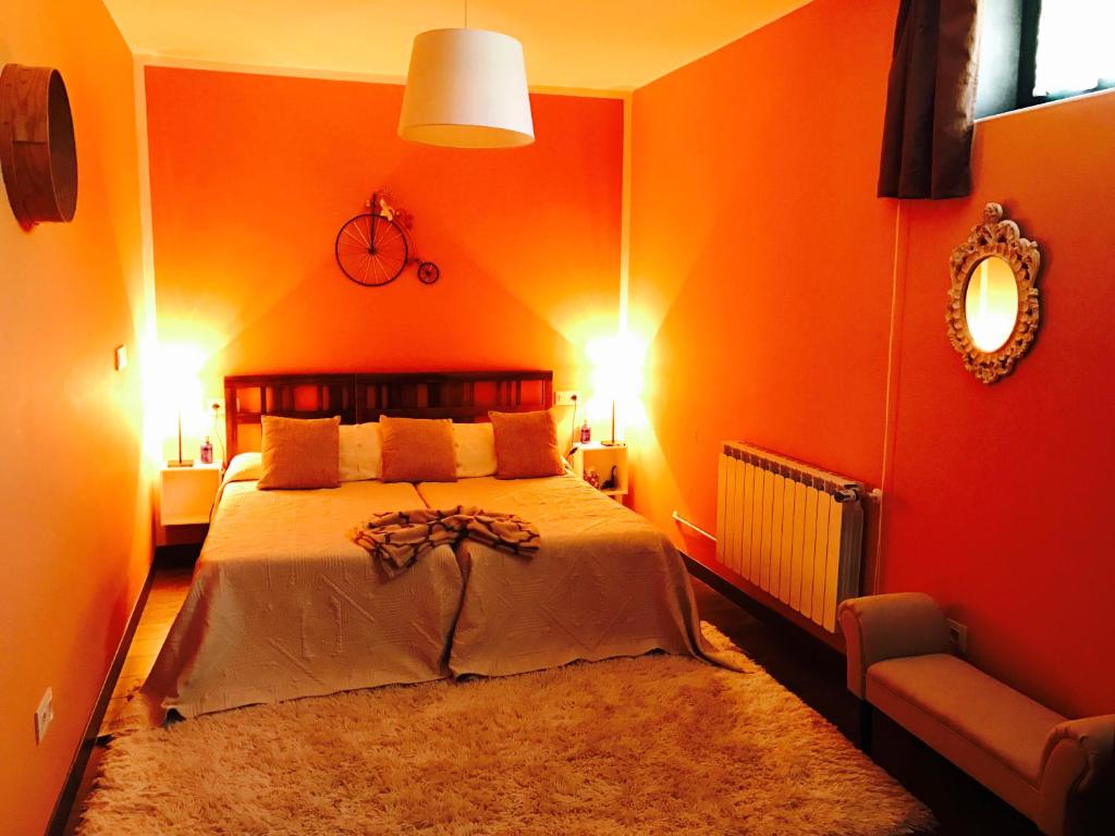 Cama o camas de una habitación en Casa A Canteira